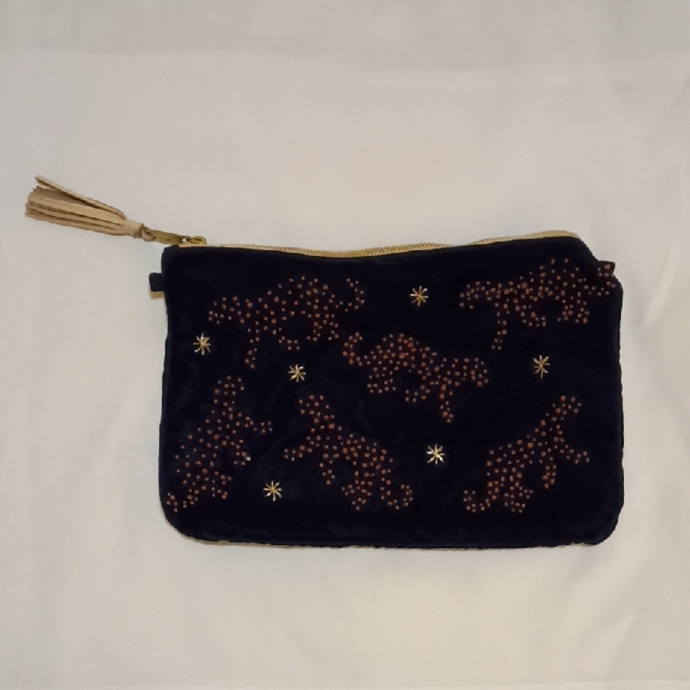 Elegant Black Clutch with Animal Motif